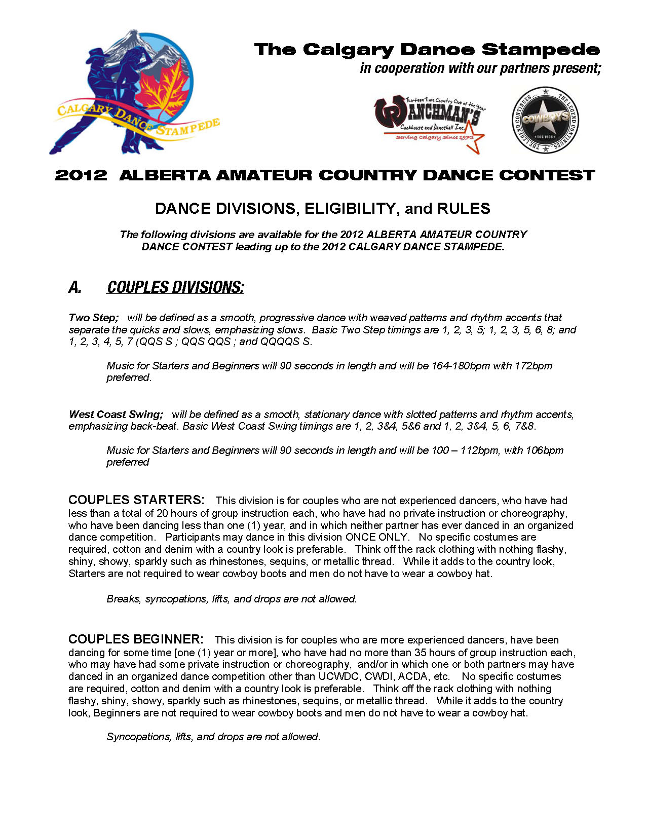 AACDC 2012 Divisions.Eligibility.Rules